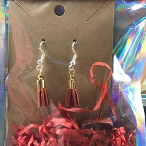 Orange tassel earrings